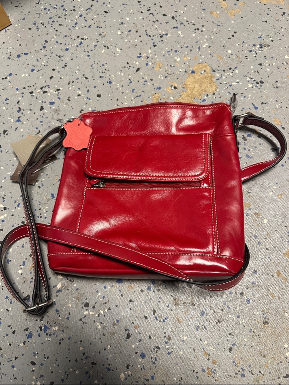 Giani Bernini Red Leather Crossbody Bag with Front Flap